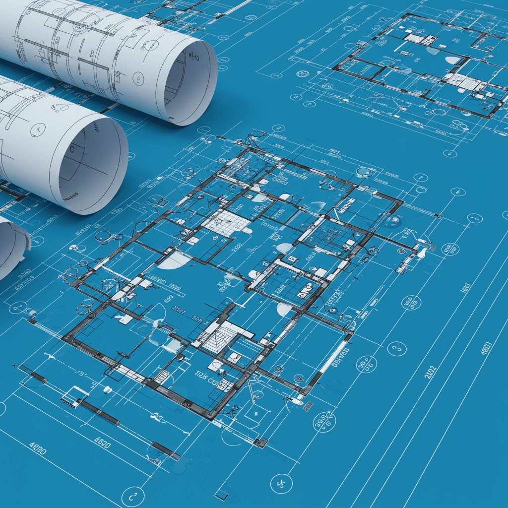 Bouwtekening en gereedschap voor woningsplitsen